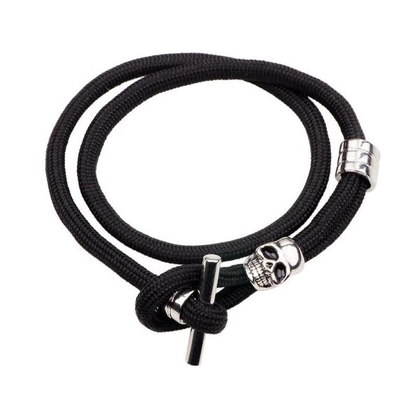 

trend men jewelry bracelets gold black skull multi-layer survival bracelet punk style adjustable friendship bracelet qyllmk