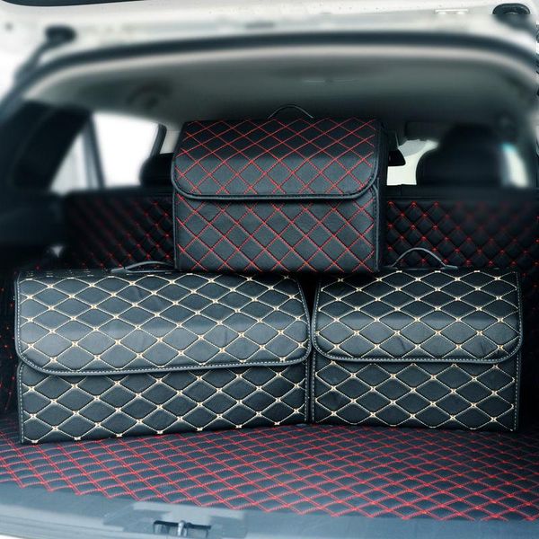 

car storage bag pu leather trunk organizer box portable pocket folding storage bag car trunk stowing tidying organizer bags