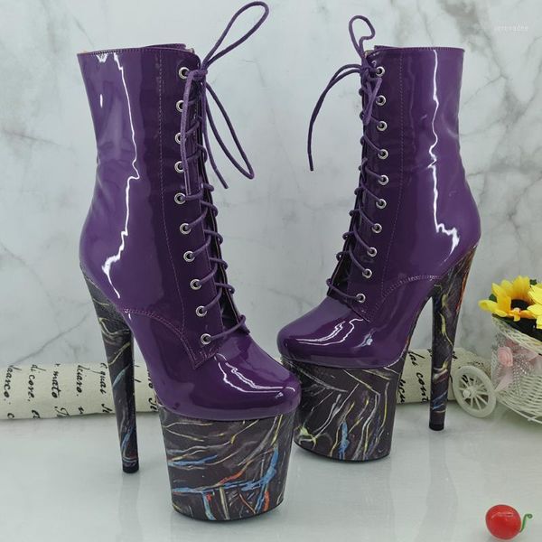 

leecabe purple 20cm/8inches materials high heel platform pole dance boot1, Black
