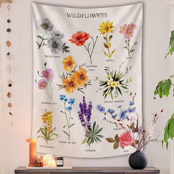

living room vertical tapestry wildflowers wall hanging vintage