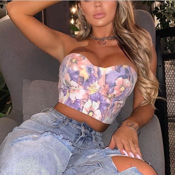 

push up quilted female without floral back printing crop cropped strapless tank elastic corset q826 l2sq, Black;white