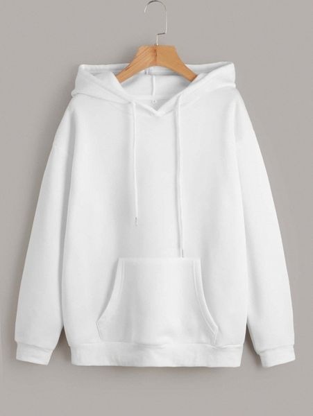 

drawstring kangaroo pocket drop shoulder thermal lined hoodie m6qi#, White;black