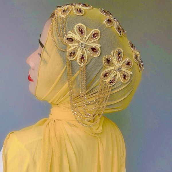 

ethnic clothing dubai muslim girl lady appliques beading fashion chiffon hijabs, Red