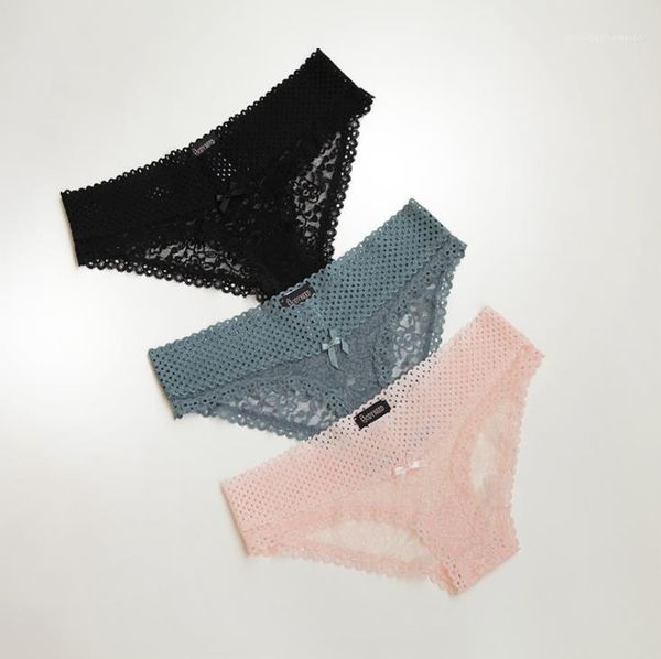 

briefs solid color underwears new lace bow low waist panties comfortable breathable casual designer female, Black;pink