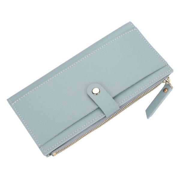 

women simple fashion multicard position card bag ultra-thin hasp zipper leather three fold buckle long wallet coins purse, Red;black