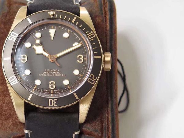 

watch factory watches mens luminous waterproof 2824 wristwatches mechanical bronze swiss case zf 28800 vph automatic m79250ba luxury uunei, Slivery;brown