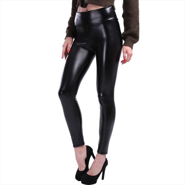 

women plus size leather leggings women high waist leggings stretch slim black legging fashion pu leather pants