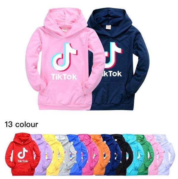 

tik tok boys girls long sleeve sweatshirts kid streetwear letter printing pattern 3-14 year pullover 13 colors, Blue