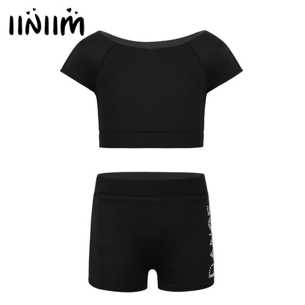 

iiniim kids girls short tank with letters printed bottoms for ballet dance wear gymnastics leotard costume stage performance, Black;red
