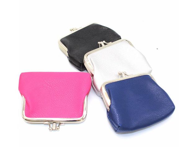 

30pcs women pu solid coin purses hasp small short wallet mix color, Red;black