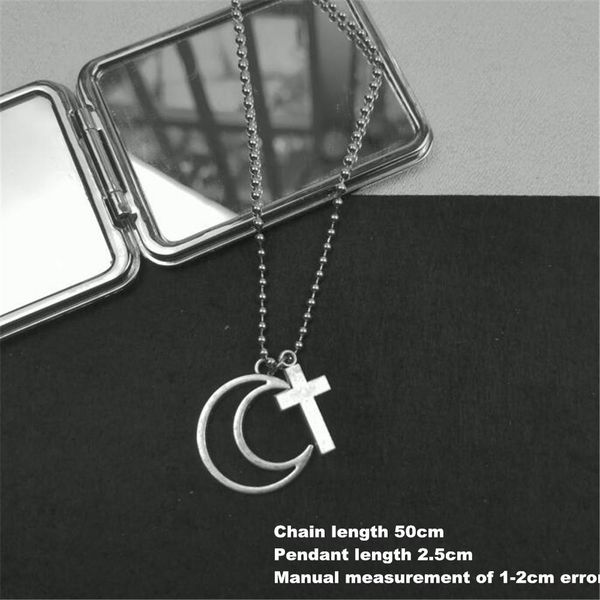 

урожай harajuku из нержавеющей стали бисер цепи dollars звезды moon angel cross любовь иисус ожерелье мужчины punk hip hop ювелирные wmthzw, Black;white