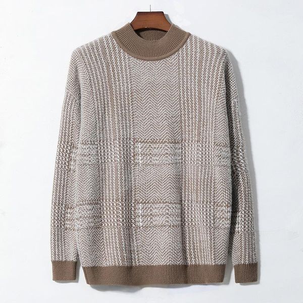 

half high collar imitation mink wool sweater men thick warm sweater autumn winter korean loose fashion personality new style1, White;black