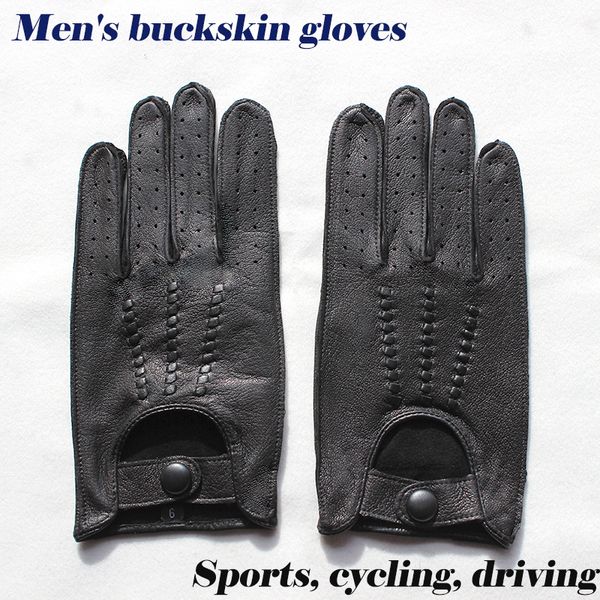 

deerskin gloves men' leather unlined single layer thin hollow breathable motorcycle riding car driving spring and autumn 201021, Blue;gray