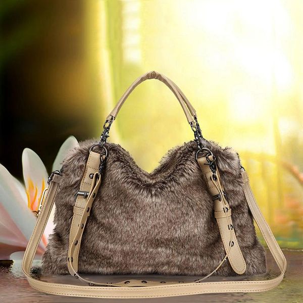 

2020 autumn and winter new imitation fur luxury woman shoulder bag fashion multi-purpose zipper handbag female
