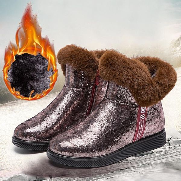 

2020 warm winter boots with fur women ankle snow boots female plush insole botas mujer size 35-43 shoes woman, Black