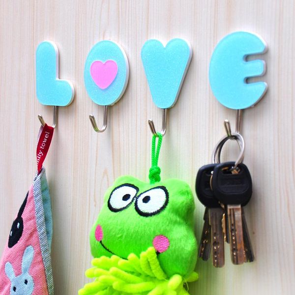 

acrylic love wall sticky hooks hangers coat towel organizer compartment wall for bathroom kitchen tableware holder