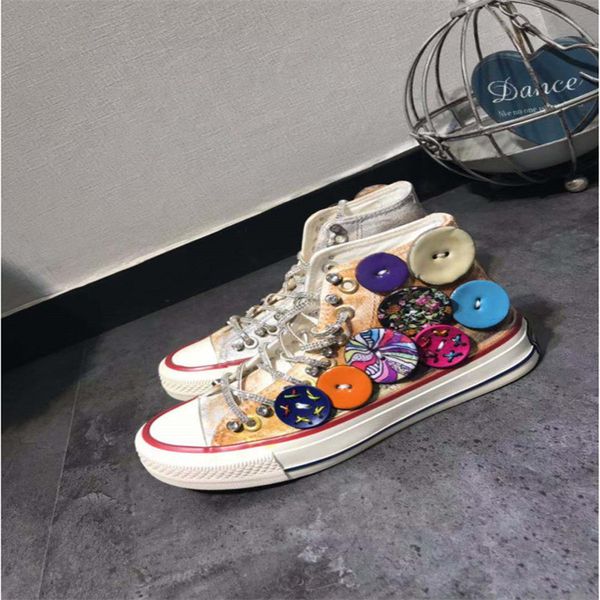 

2020 color original home fivela granules granular strass heavy industry graffiti boost canvas lovers shoes zjhb, Black
