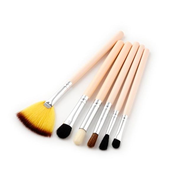 

makeup brushes 6pcs wood handle brush fan eyebrow eyeshadow cosmetic tools kit