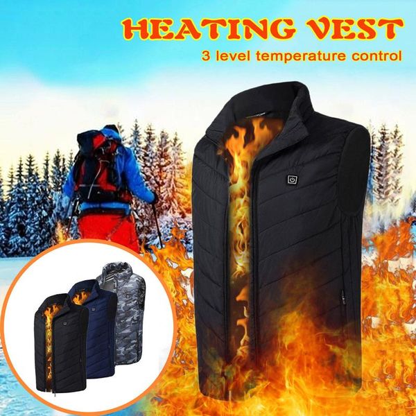 

outdoor t-shirts heating vest 7 areas usb charging winter jacket electric flexible thermal smart heated for men accessories, Gray;blue