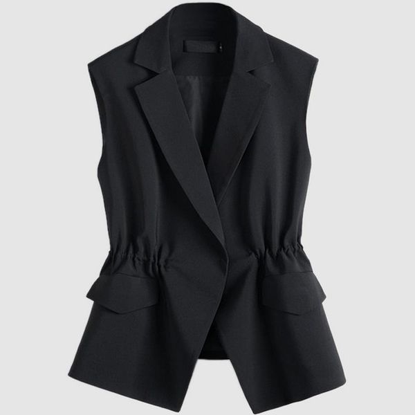 

women's vests spring and autumn sleeveless jacket outwear casual waist coat plus size cardigan vest women, Black;white