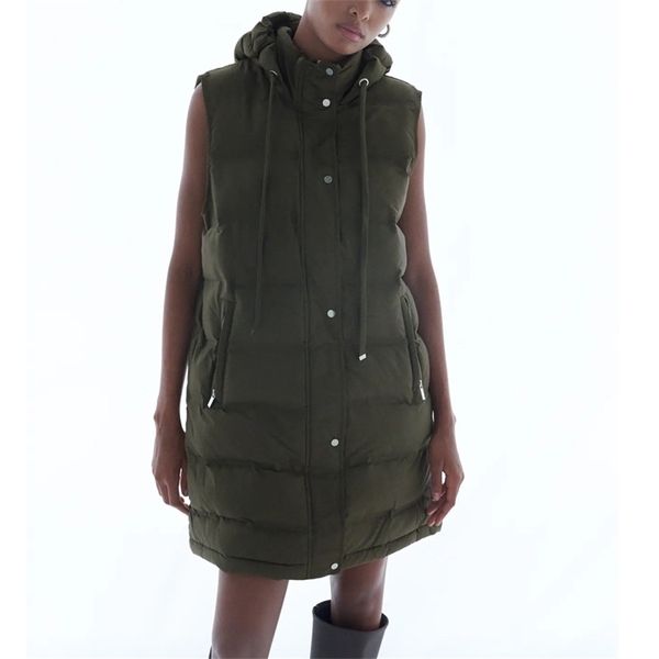 

kumsvag women autumn winter warm vest coat sleeveless hooded cotton thicken female solid fashion street waistcoat outerwear 201028, Black;white