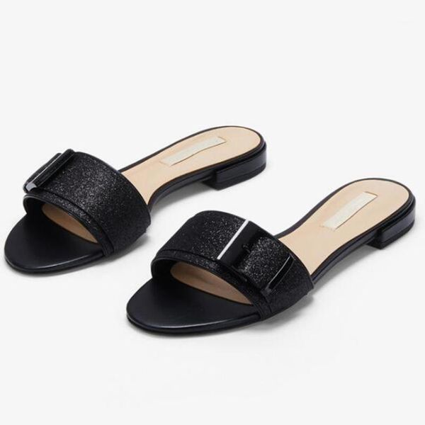 

fashion women insert ornament flat slippers lady casual sandals slippers beach shoes sweet sandals summer shoes women kl4161, Black