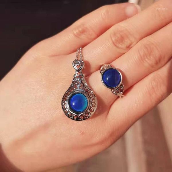 

chains fashion mood necklaces temperature control color change necklace stainless steel chain for women pendant jewelry gift1, Silver