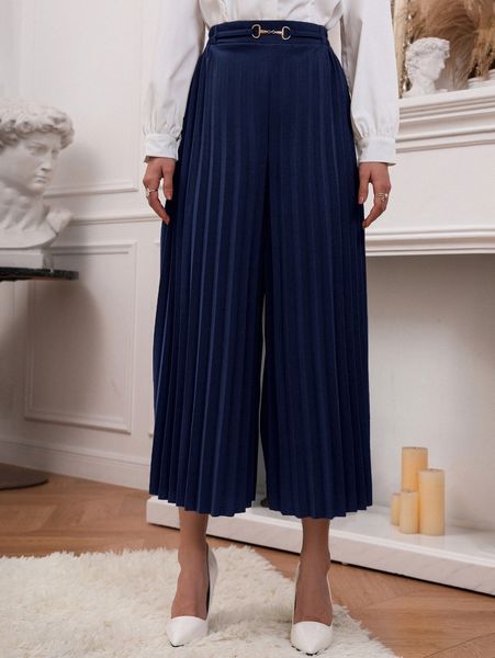 

pleated high waist wide leg pants y9en#, Black;white