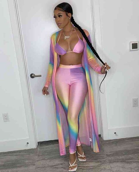 

ladies long sleeved cardigan coat suspender bra fashion temperament pants nightclub three piece set, Gray