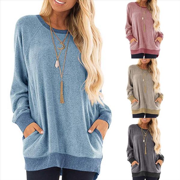 

негабаритные кофты crewneck женские простые пуловер толстовки poleron mujer 2020 туника с длинным рукавом raglan hoodie pocket patchwork, Black
