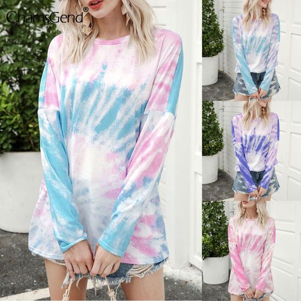 

casual tie-dye shirts women 2021 new autumn shirt loose crewneck long sleeve streetwear blouse camisa de las señoras, White