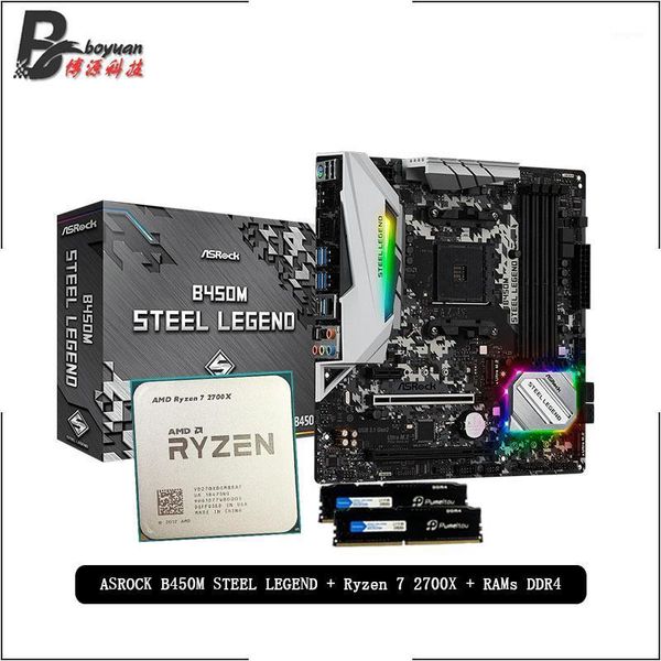 

rams amd ryzen 7 2700x r7 cpu + asrock b450m steel legend motherboard+pumeitou ddr4 2666mhz suit socket am4 without cooler1