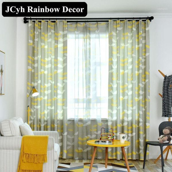 

curtain & drapes modern gray leaf blackout curtains for living room window kids bedroom cortinas tende rideau blinds drapes1