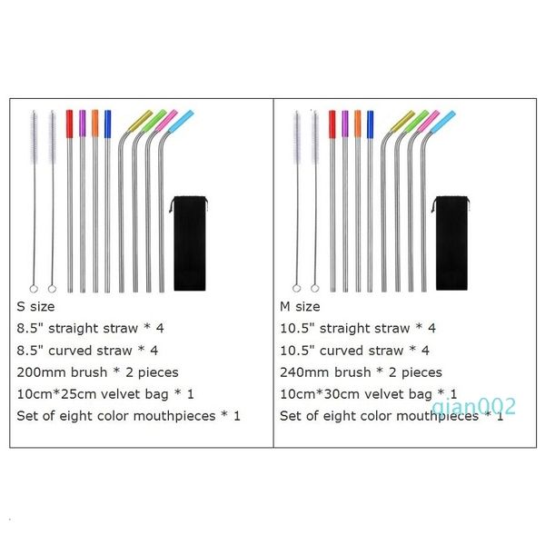 

metal cleaning stainless reusable straws steel drinking brush with 8 silicone set of 10.5 8.5 inchjw5z