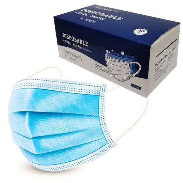 

earloop nonwoven face 3 disposable ply 50pcs/box mask