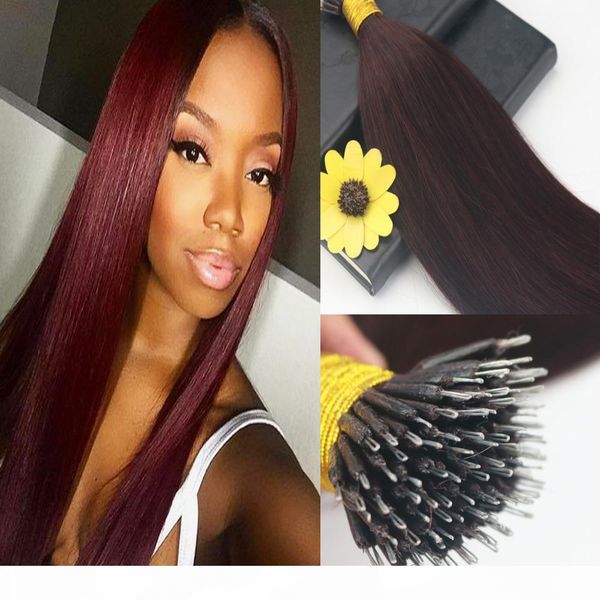 

straight hair pure color 99j brazilian remy hair 14-30" 100g full set pre-bonded hair extensions ing, Black;brown