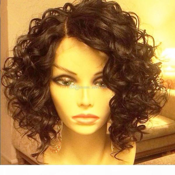 

glueless human hair lace front wigs black women curly brazilian full lace wigs with baby hair bob lace wig bleached knots, Black;brown