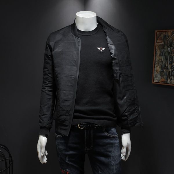 

2020 spring and autumn new men's jacket thin slim handsome fashion trend simple young middle-aged suitable, Black;brown