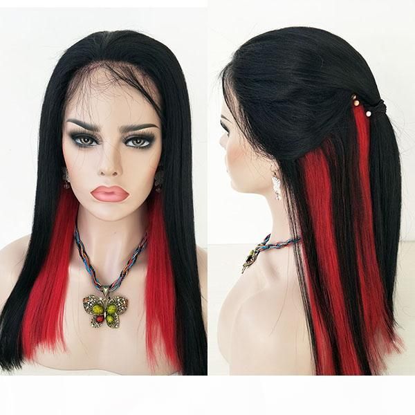

волос полного шнурок новой моды блантой cut bob black red human парик pre щипкового natural тертых 130% плотность отбеленных сучки волосы мл, Black;brown