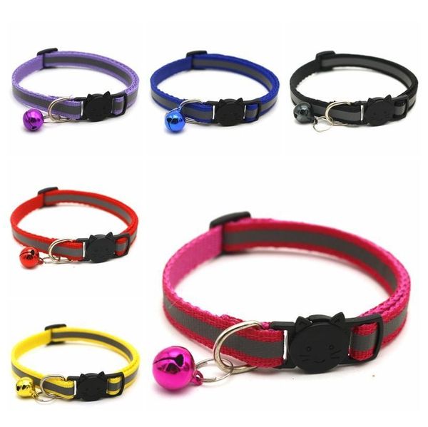

useful round pet collars reflective bell cat face adjustable size pet necklace neck strap safety buckle cat dog jllozs garden_light