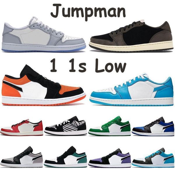 

1s basketball 2020 low jumpman 1 shoes men women sneakers unc shattered backboard sail royal toe pine green chicago travis scotts trainers, Black