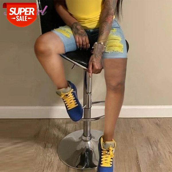 

women shorts casual ripped distressed hollow out high waist shorts jeans summer outift street denim trousers knee length jeans #ln4q, Black;white