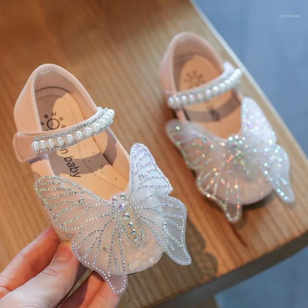 

flat shoes 2021 autumn girls bling princess butterfly wing single string bead dance for child anti-slip flats k2161, Black;grey