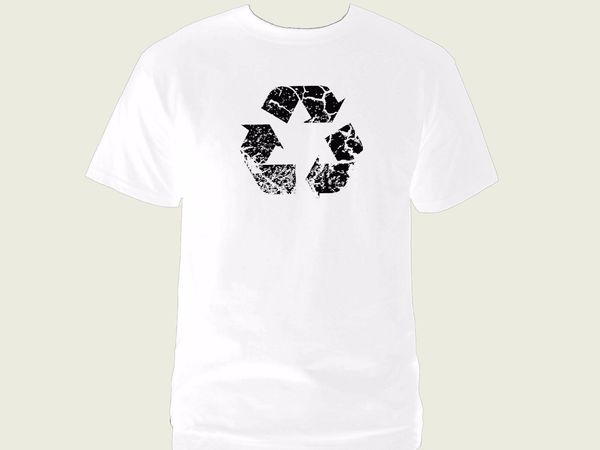 

2019 recycle sign distressed look white 100% cotton graphic men's new t-shirt sport hooded sweatshirt hoodie
