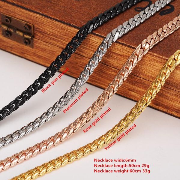 

bangrui necklace long/chokers wholesale 6mm vintage punk black gun/gold snake chain for women/men jewelry, Silver