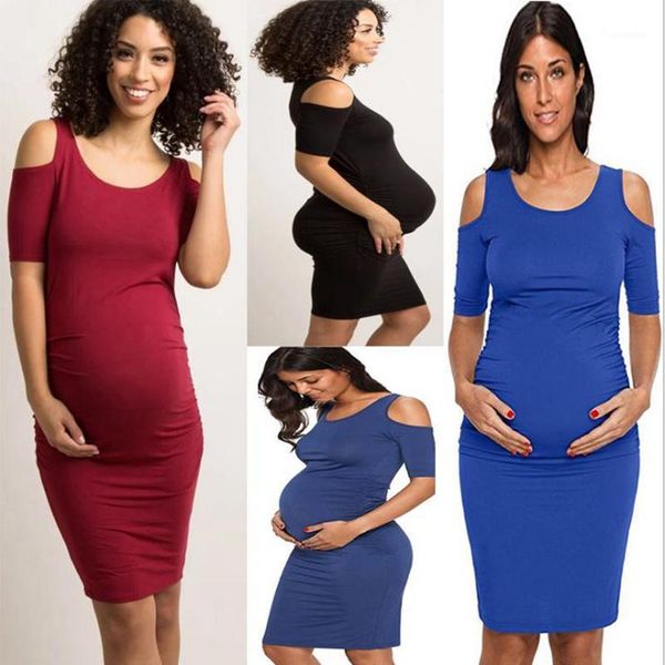 

2020 pregnant women's short sleeve loose dress1, White