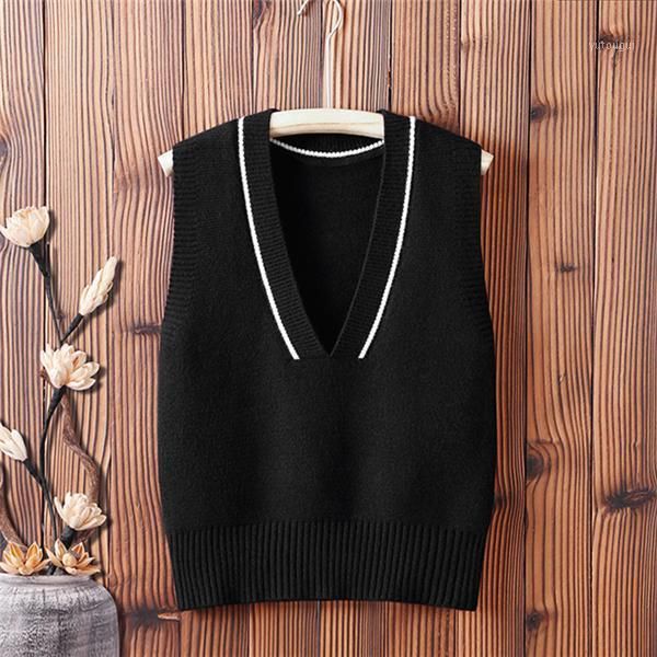 

women simple all-match patchwork knitted vests female v-neck trendy leisure vest ladies sleeveless vintage pullover vests z651, White