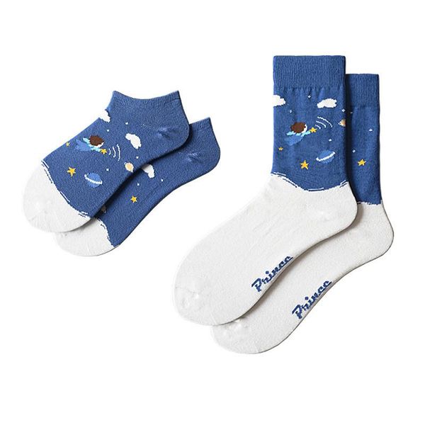

fashion couple socks cartoon graffiti korean version japanese hand painted simple socks women's medium tube, Black