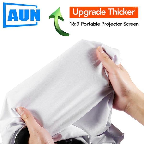 

projection screens aun 16:9 projector screen, 100/120/133 inch, upgrade thicker foldable portable white cloth material for 1080p 4k home the
