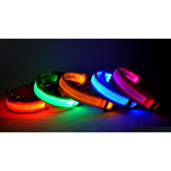 

7 color s m l size glow led dog pet cat collar flashing light up nylon band belt puppy night safety adjustable luminous collars 0u3yu
